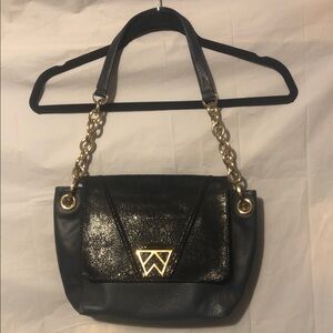 Kelly Wynne Pop The Champagne Elegant Blue and Gold Shoulder Bag